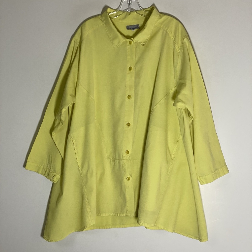 Iridium Top Womens XL Yellow Textured Asymmetric Oversized Coastal Lagenlook Box